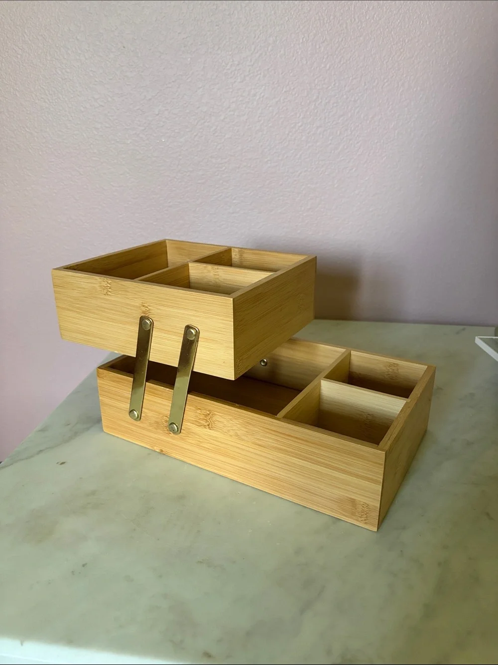 Bamboo Multi-Compartment Desk or Makeup Organizer - Natural Bamboo
